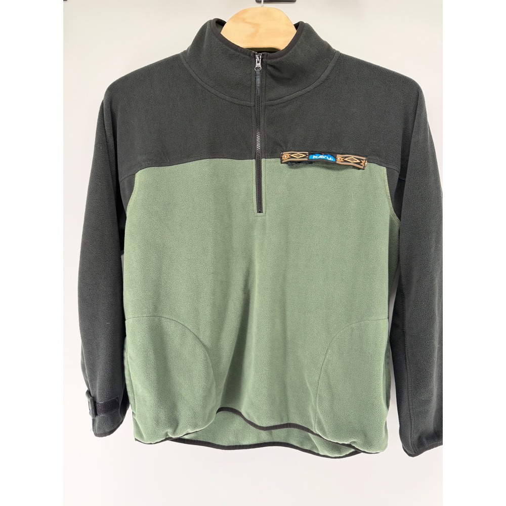 Kavu Mens XXL Fleece Pullover Quarter Zip Green Black Klear Above‎ Visibility